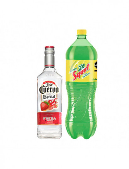 LICOR DE TEQUILA JOSE CUERVO FRESA PICOSA .700+REFRESCO SQUIRT N.R. 2.00