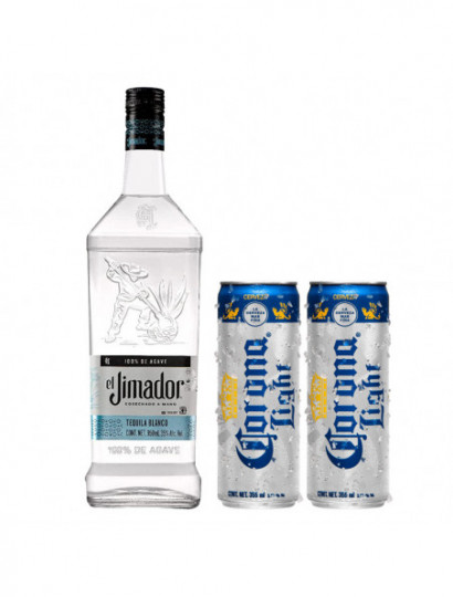 TEQUILA BCO.100% EL JIMADOR .950+ 2 CERVEZA CORONA LIGHT LATA .355