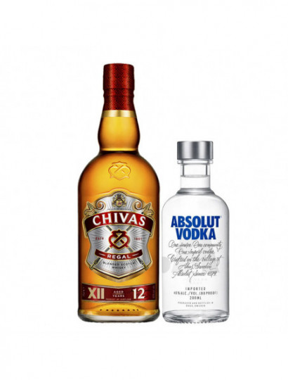 WHISKY 12 CHIVAS REGAL .750 C/ABSOLUT .200