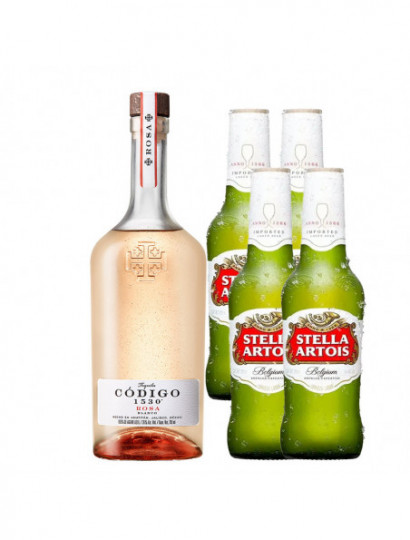 TEQUILA BCO.100% CODIGO 1530 ROSA .750+4 CERVEZA STELLA ARTOIS N.R. .330