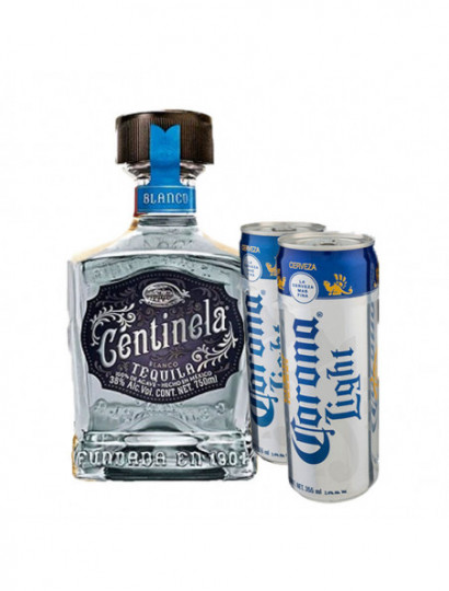 TEQUILA BCO.100% CENTINELA .750+2 CERVEZA CORONA LIGHT LATA .355