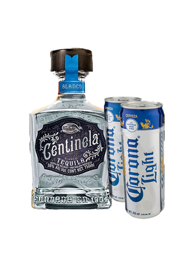 TEQUILA BCO.100% CENTINELA .750+2 CERVEZA CORONA LIGHT LATA .355