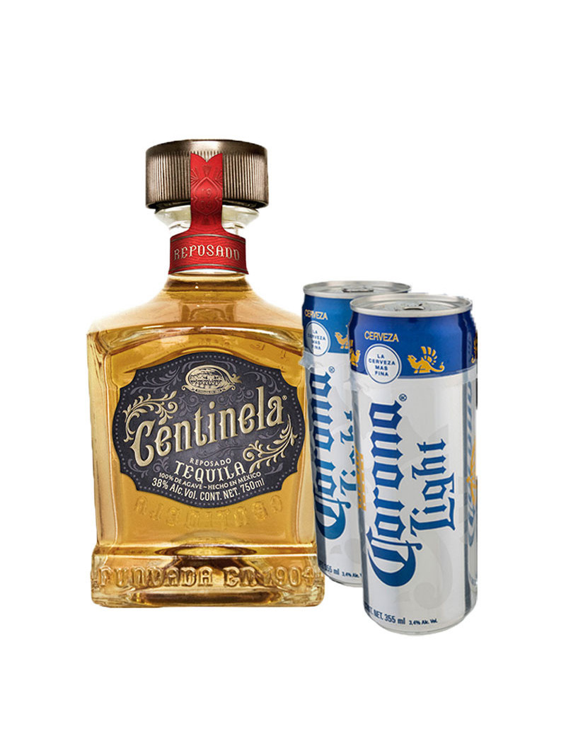 TEQUILA REP.100% CENTINELA .750+2 CERVEZA CORONA LIGHT LATA .355